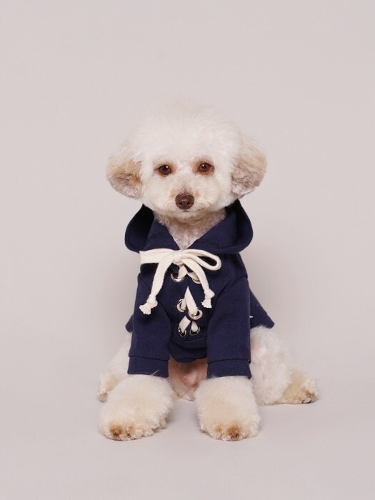 Eyelet Ribbon Hood Navy