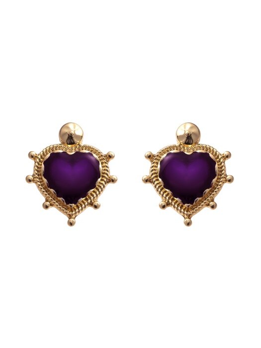 Deep purple heart earrings
