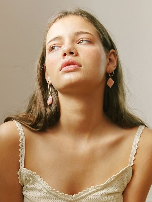 pink marble sand unbal earring
