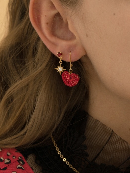 Red point 3set mini earring