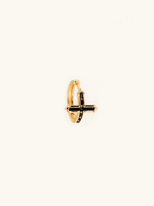 Crossed Ring Earrings [ Gold + Black ]