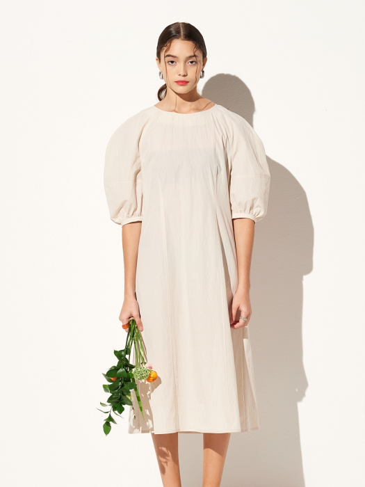PUFF SLEEVE LONG ONE-PIECE IVORY