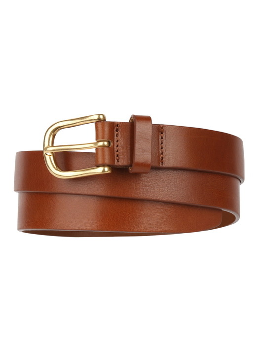 Italy leather plain belt_BROWN