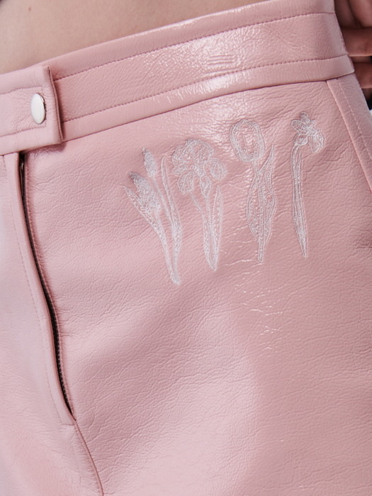 FAUX LEATHER MINI SKIRT_PINK