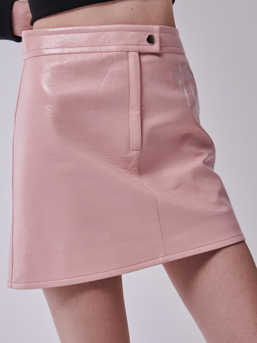 FAUX LEATHER MINI SKIRT_PINK