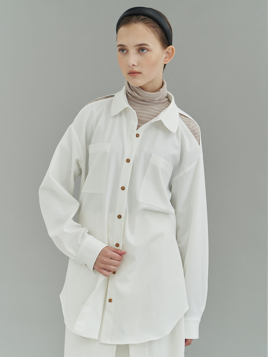 soft slit blouse (ivory)
