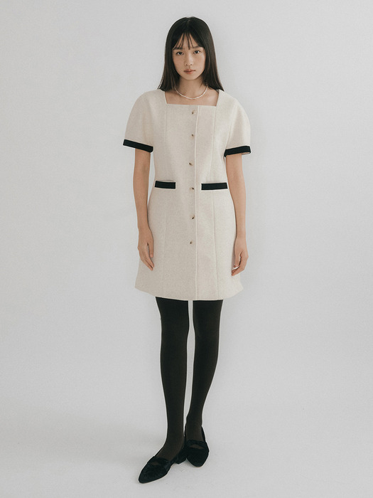 [EXCLUSIVE] OSON SQUARE NECK PUFF-SLEEVE OPS OATMEAL