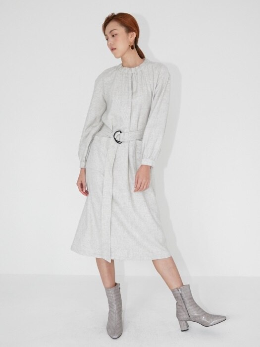 WINKLE WOOL-BLEND DRESS_GREY