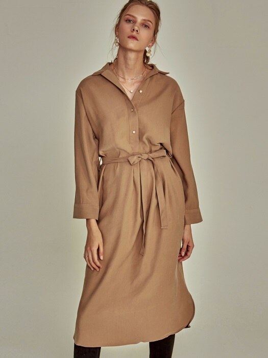 ROBE SLIT LONG SH OPS_BEIGE