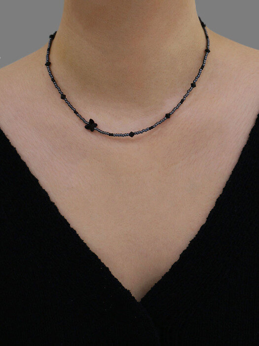 black swa butterfly necklace
