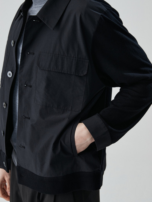 [23SS_2nd] Woven mix jacket_BLACK(BK)