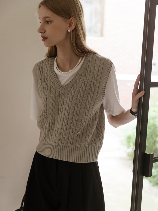Monica knit vest(Khaki)