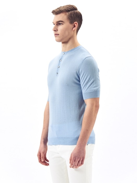 Double Neck Pullover #Sky Blue