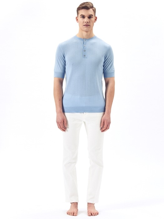 Double Neck Pullover #Sky Blue