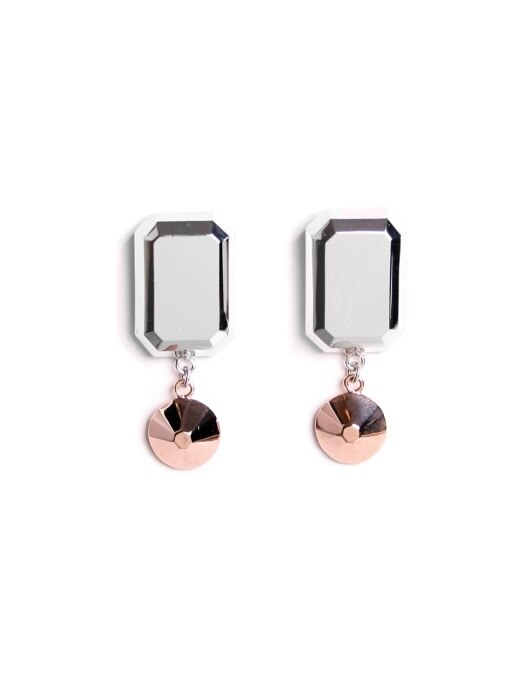 Octagon Faceted Metal Earrings