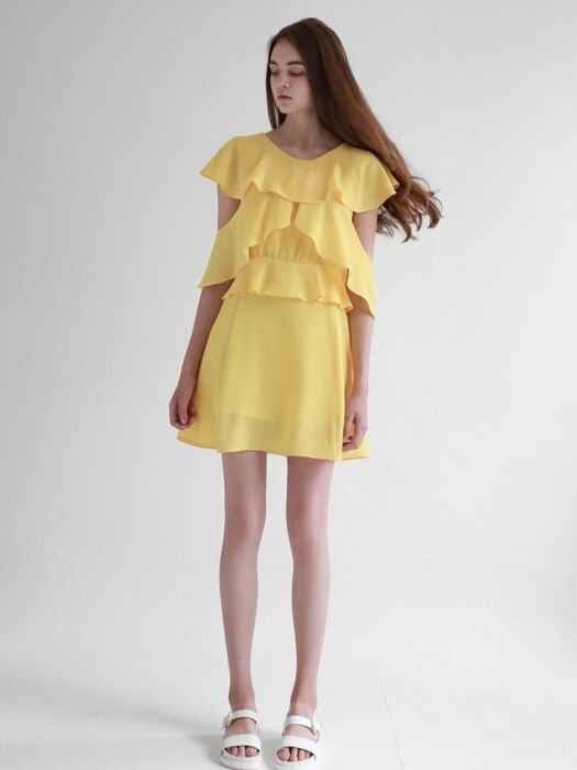 Ruffle Wing Chiffon Dress_Yellow