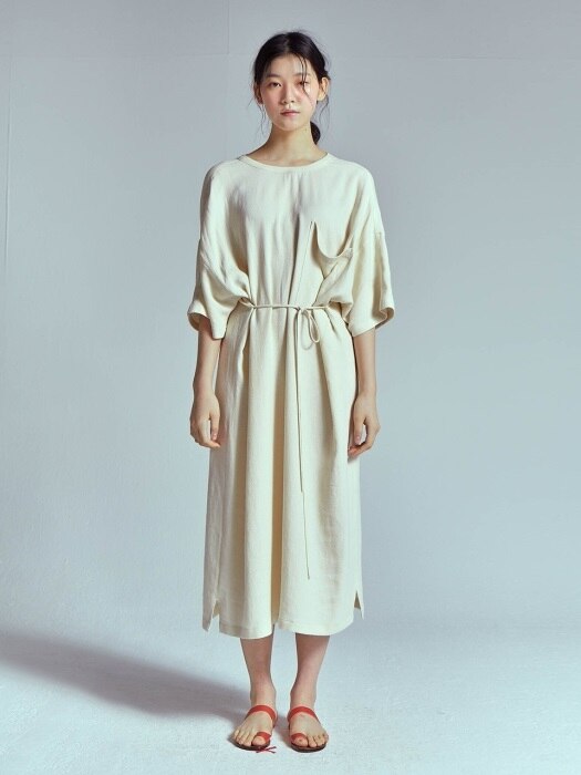 LINEN VERY LONG DRESS [IVORY]