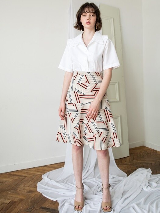 pattern ruffle skirt