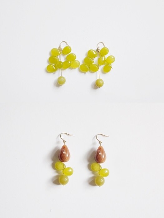 [SET]Green Grape Earring+Grape Flower Earring