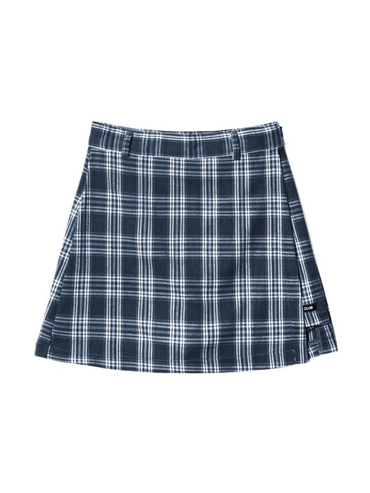 FANCY CHECK WRAP SKIRT NAVY (NF18A080H)