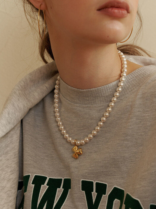 FW MIMI Metal Clover Pearl Necklace