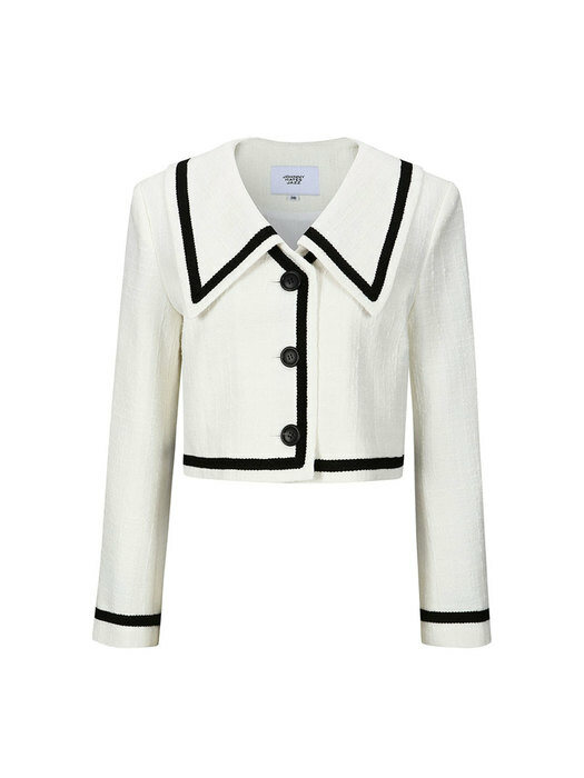 CONTRASTED CROP JACKET - WHITE