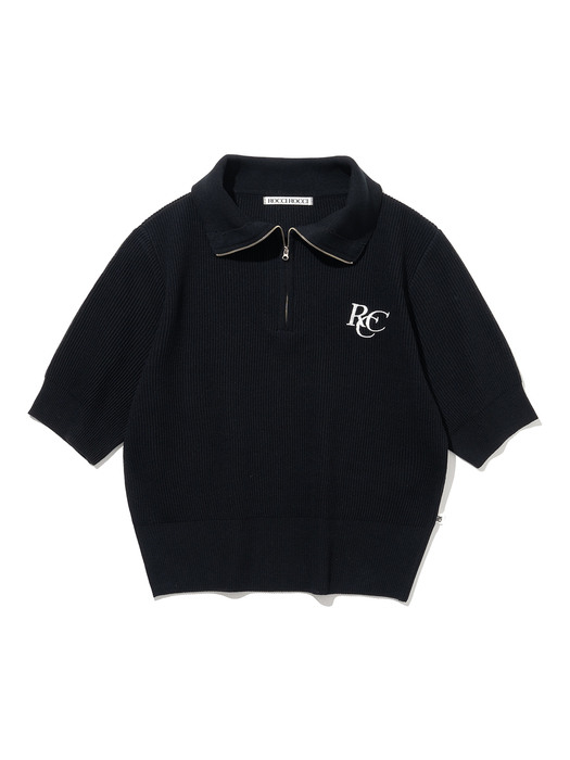 RCC Knit Half Zipup Short Sleeve [BLACK]