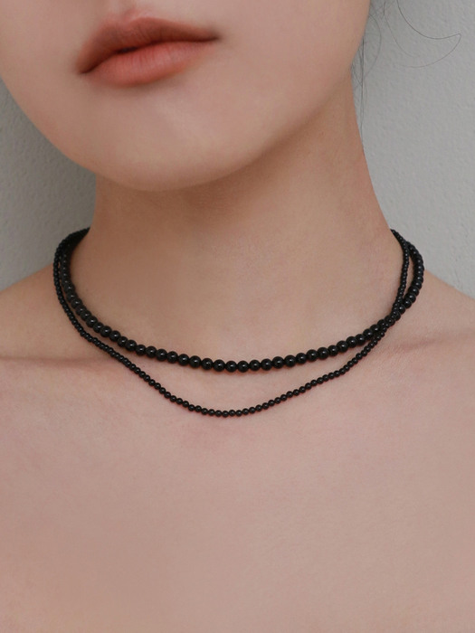[단독]mini black onyx necklace (2mm)