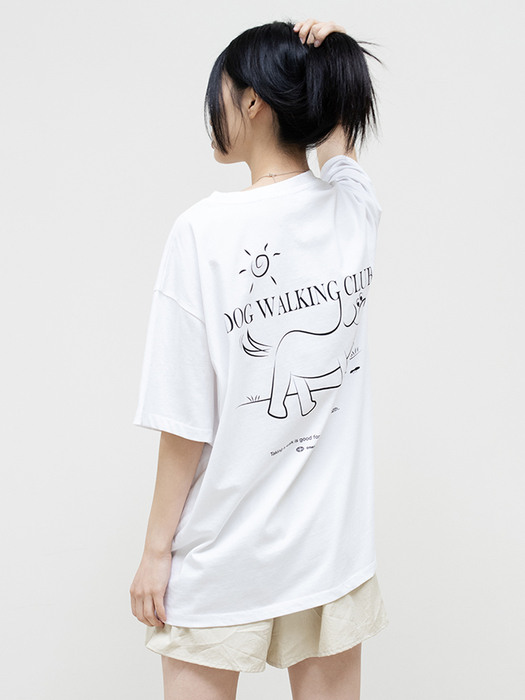 DOG BACK PRINTING OVER FIT TEE_WHITE