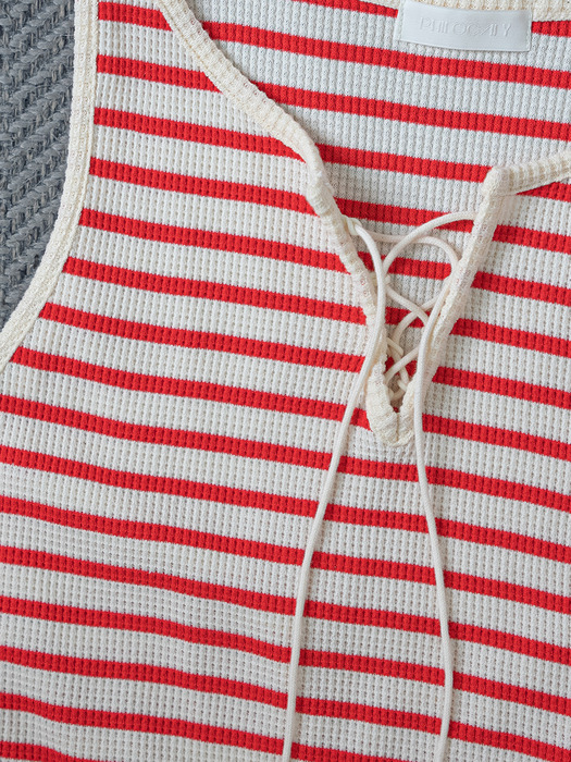 back split sleeveless (red stripe)
