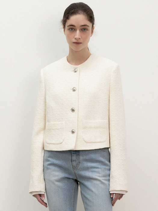 wool-cotton tweed jacket (ecru)