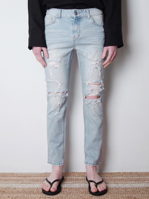 M#1556 wake destoryed slim jeans   