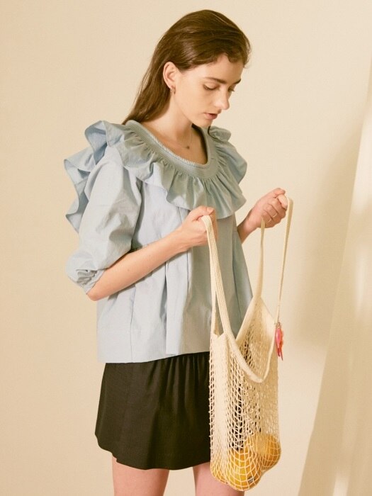 Sofia Ruffled Blouse_Pure Blue