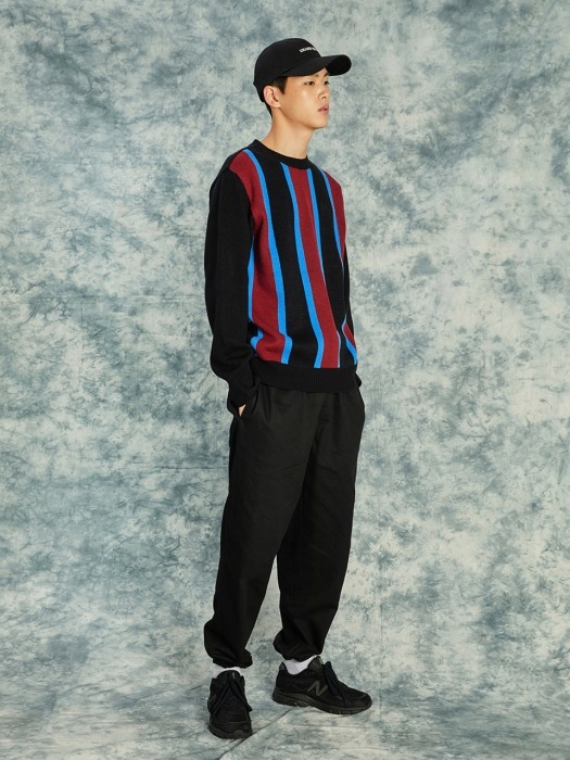 Vertical Striped Sweater - Black