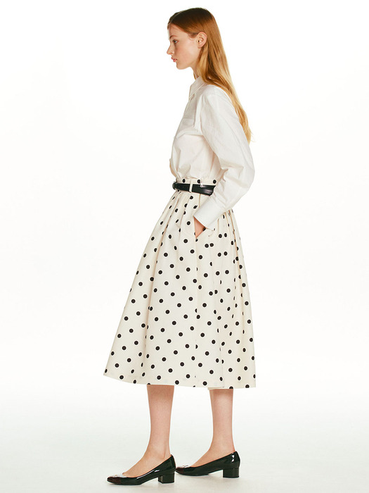 BOROMWAT Flared skirt (White dot/Black dot)