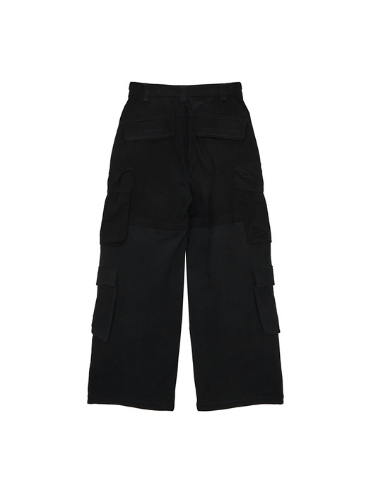 JERSEY MIXED CARGO PANTS IN BLACK