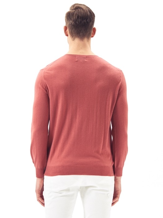 Wool Round Pullover #Coral