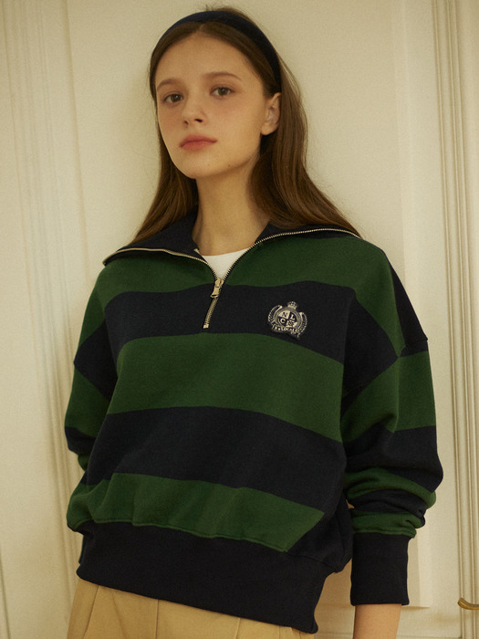 Royal Emblem Stripe Sweatshirt - Green