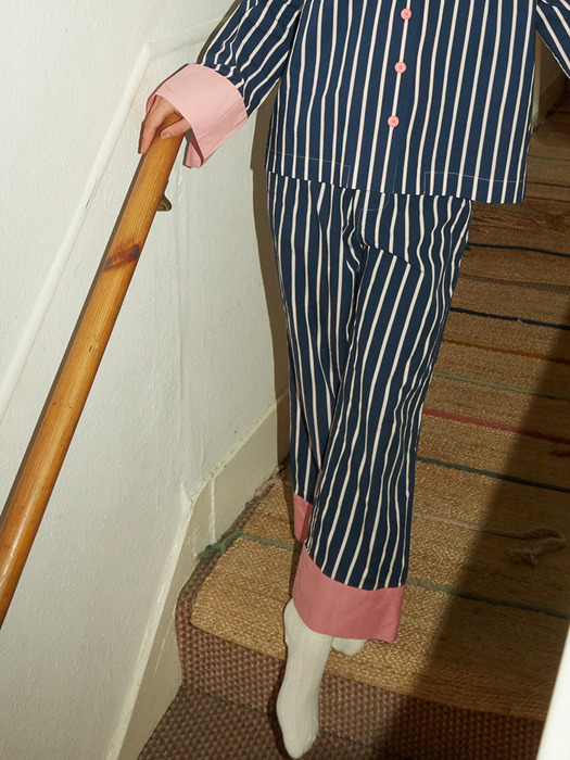 Navy Pink Stripe Pants
