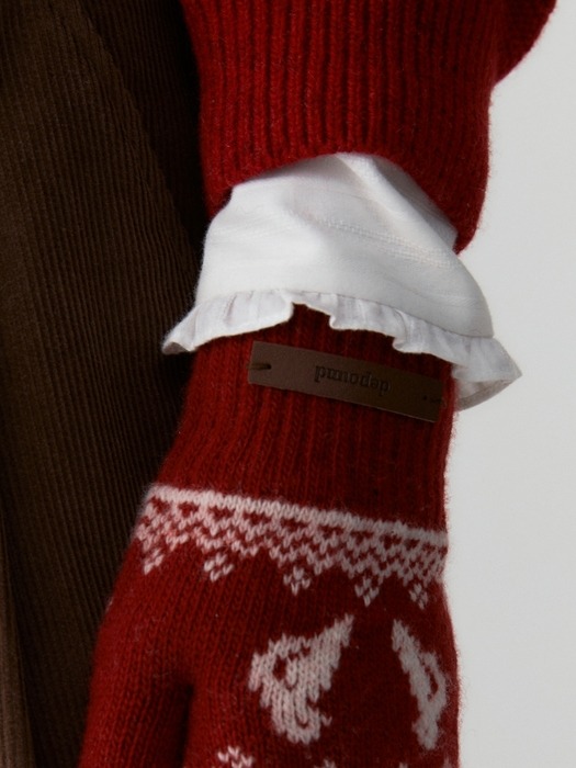 holiday knit gloves - red