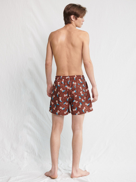 Rosy Western boots Swim Trunks - Mahogany brown