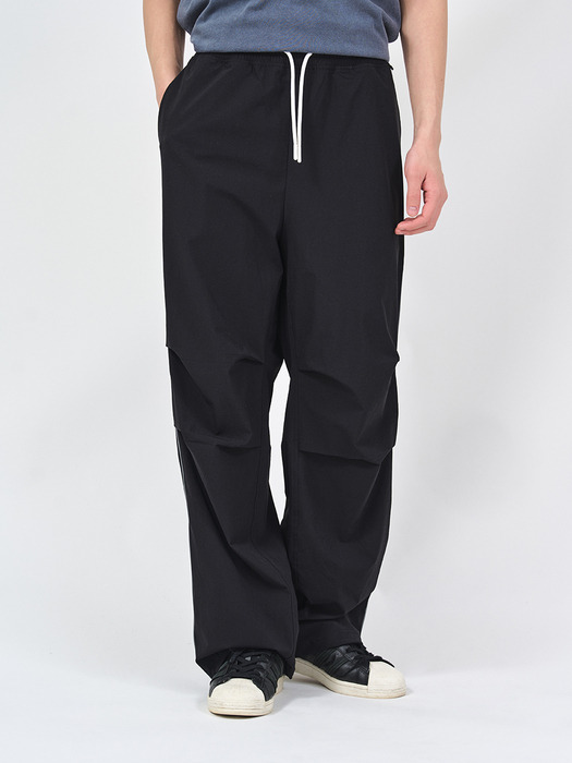 RIBSTOP CURVED PIPING TRACK PANTS BK
