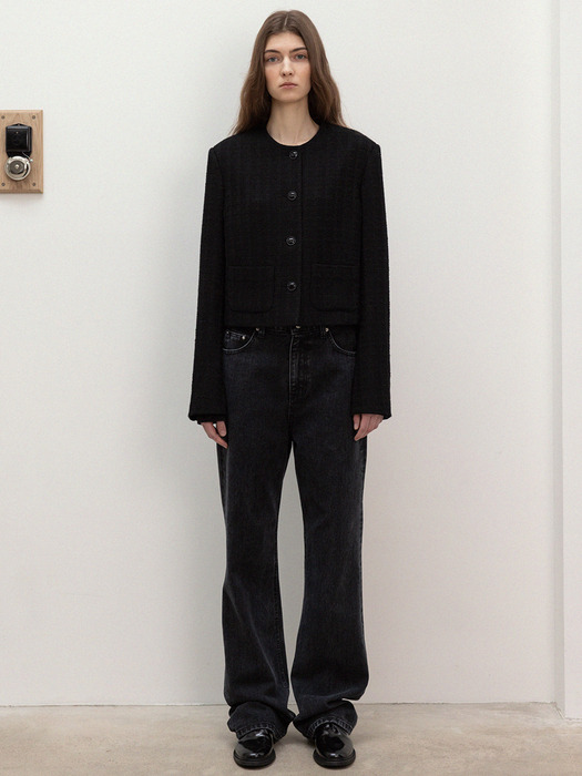 wool-cotton tweed jacket (black)