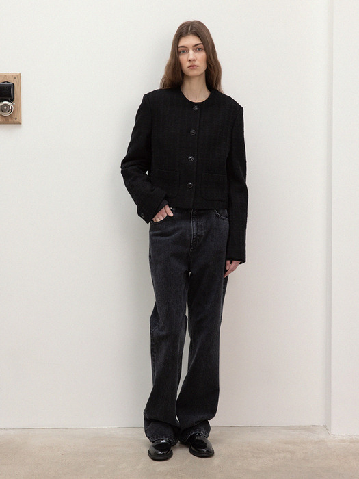 wool-cotton tweed jacket (black)
