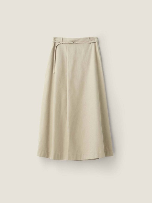 Diagonal tuck belt skirt - Beige