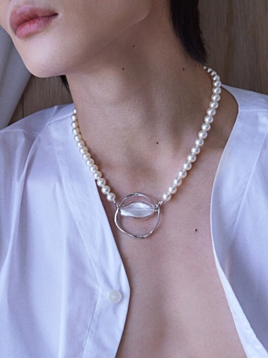 Twist silver glass Necklace