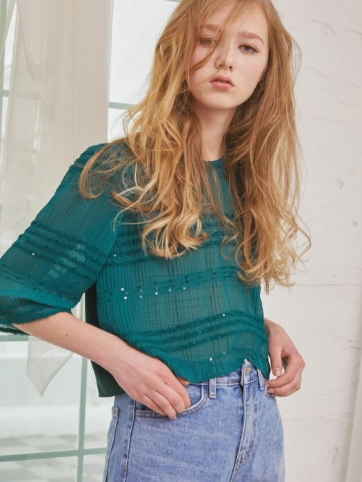 Lace Combo Crop Top_Green