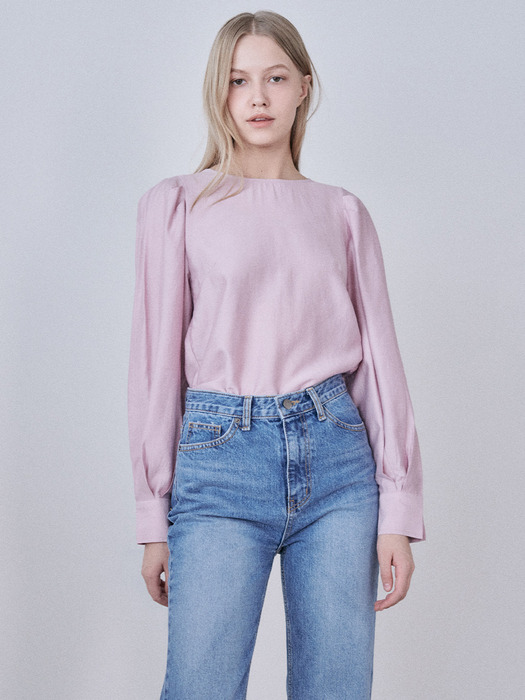 PUFF-SLEEVE BACK POINT BLOUSE [6 colors]