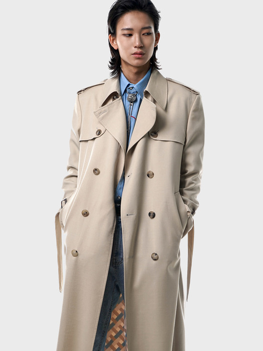 Double-Breasted Wool-Twill Trench Coat(Beige)_UTH-SC01 