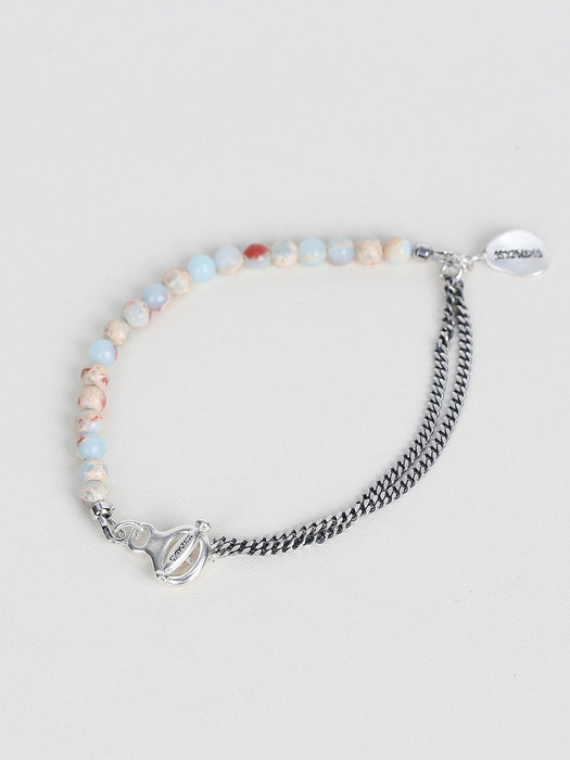 Drop stone chain (mix color) (925 silver)